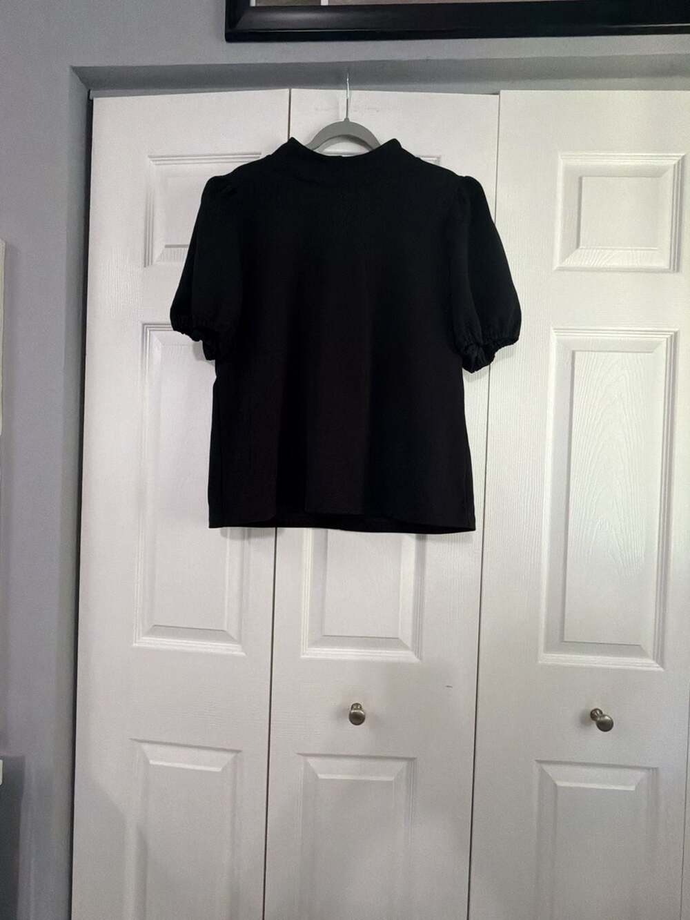 Ann Taylor Factory Mock Neck Puff Sleeve Knit Top